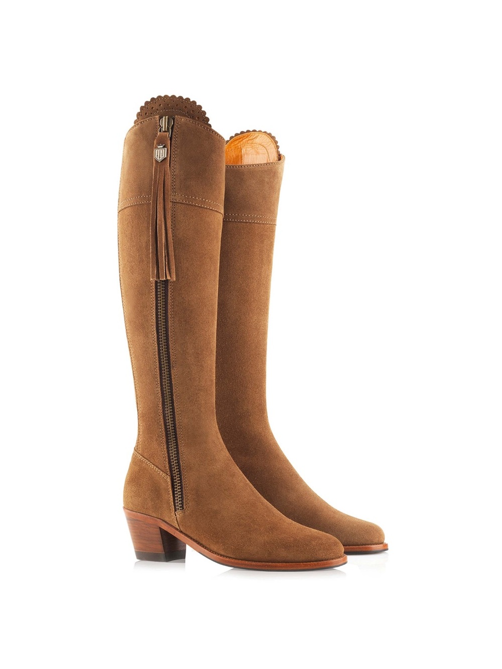 Fairfax & Favor Heeled Regina Tan Suede Knee-High Boots, Size 39